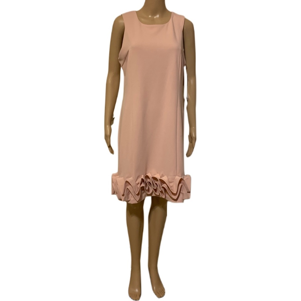 Blush Pink Nina Leonard Ruffle Dress Womens Size Large